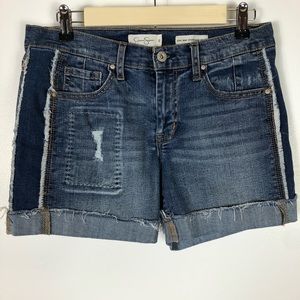 Jessica Simpson jean shorts raw edge distressed